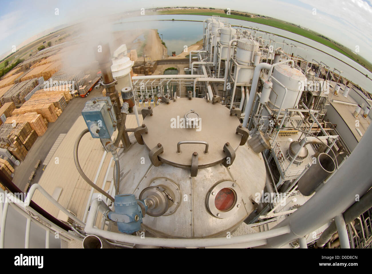 Vista dalla cima del mondo la più grande processore di pomodoro Foto Stock