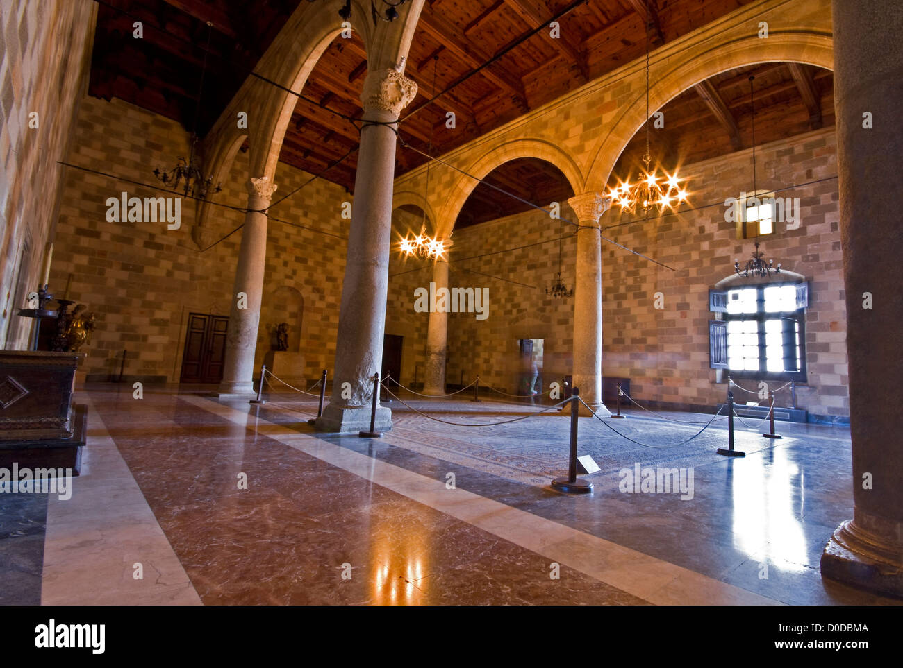 Sala dentro il Palazzo dei Cavalieri presso l' isola di Rodi, Grecia Foto Stock