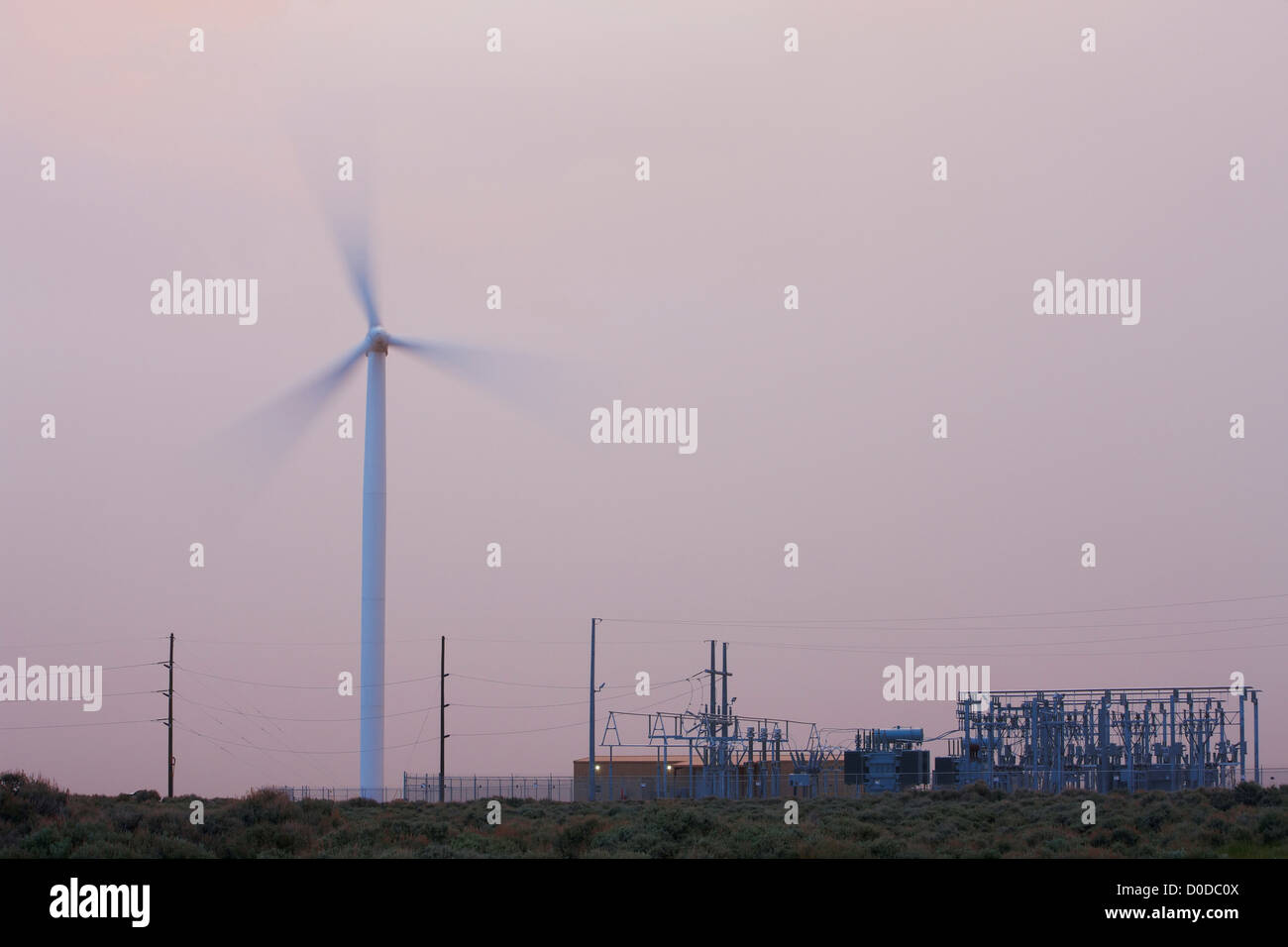 Fort Bridger Wind Farm e la trasmissione di potenza sottostazione Foto Stock