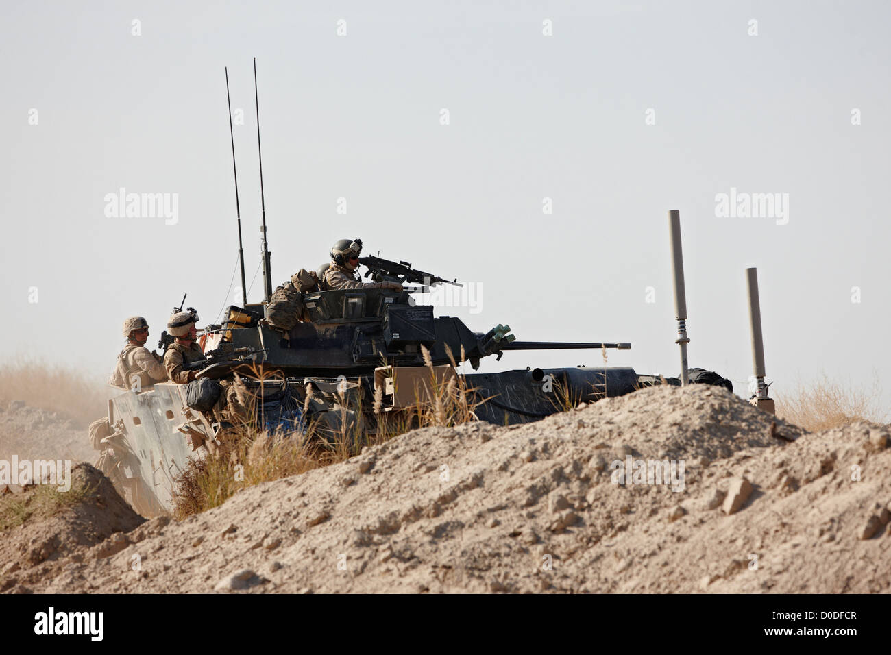 Stati Uniti Marines in cima a un LAV-25 su una operazione di combattimento, sud della provincia di Helmand, Afghanistan. Foto Stock