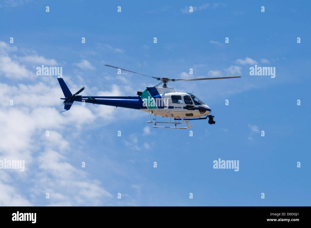 Copertura Tv elicottero durante il 2009 Tour Down Under, Lance Armstrong gara di rimonta Foto Stock