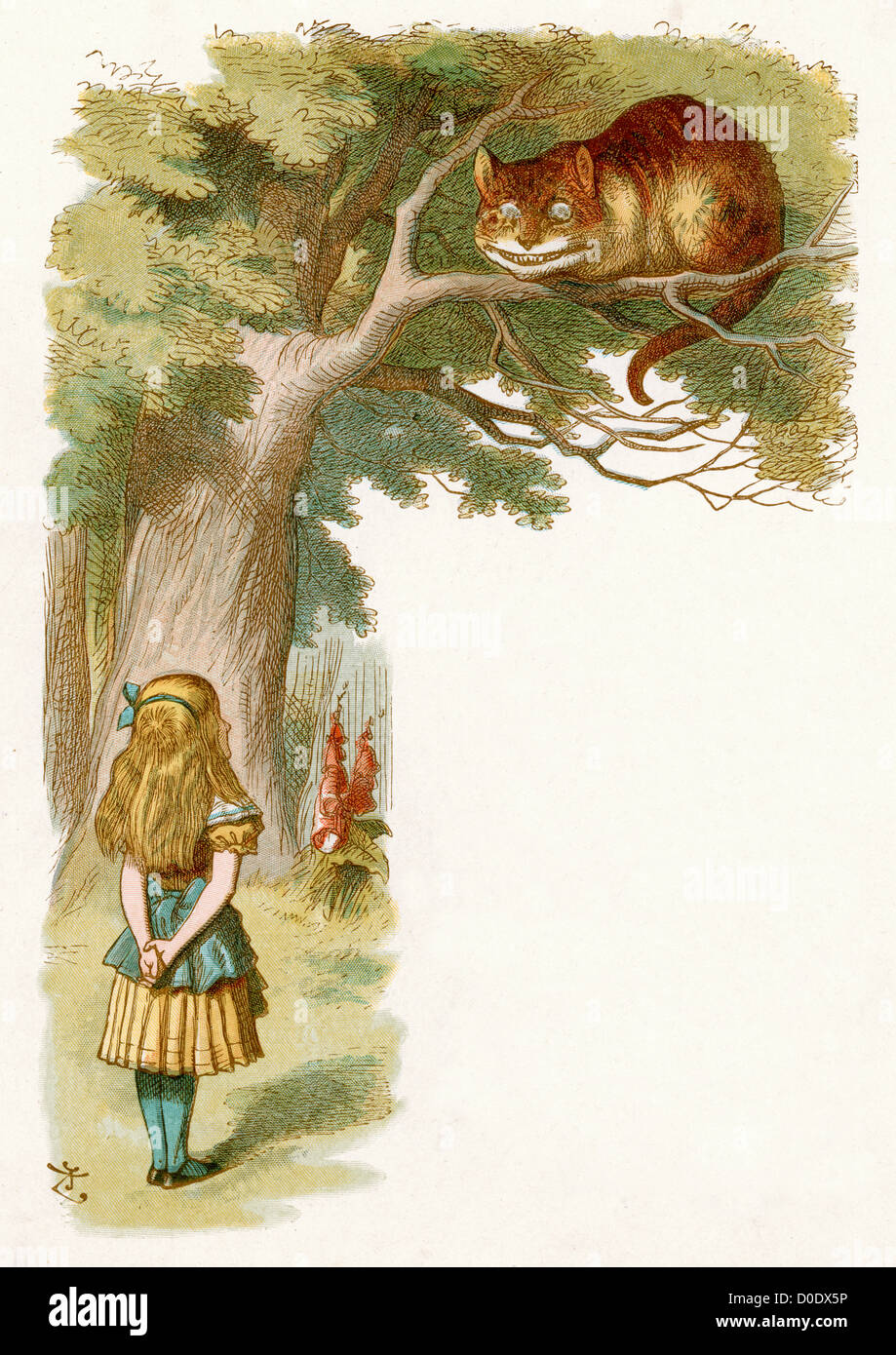 Il Cheshire cat, da Lewis Carroll storia di Alice nel paese delle meraviglie, illustrazione di Sir John Tenniel 1871 Foto Stock