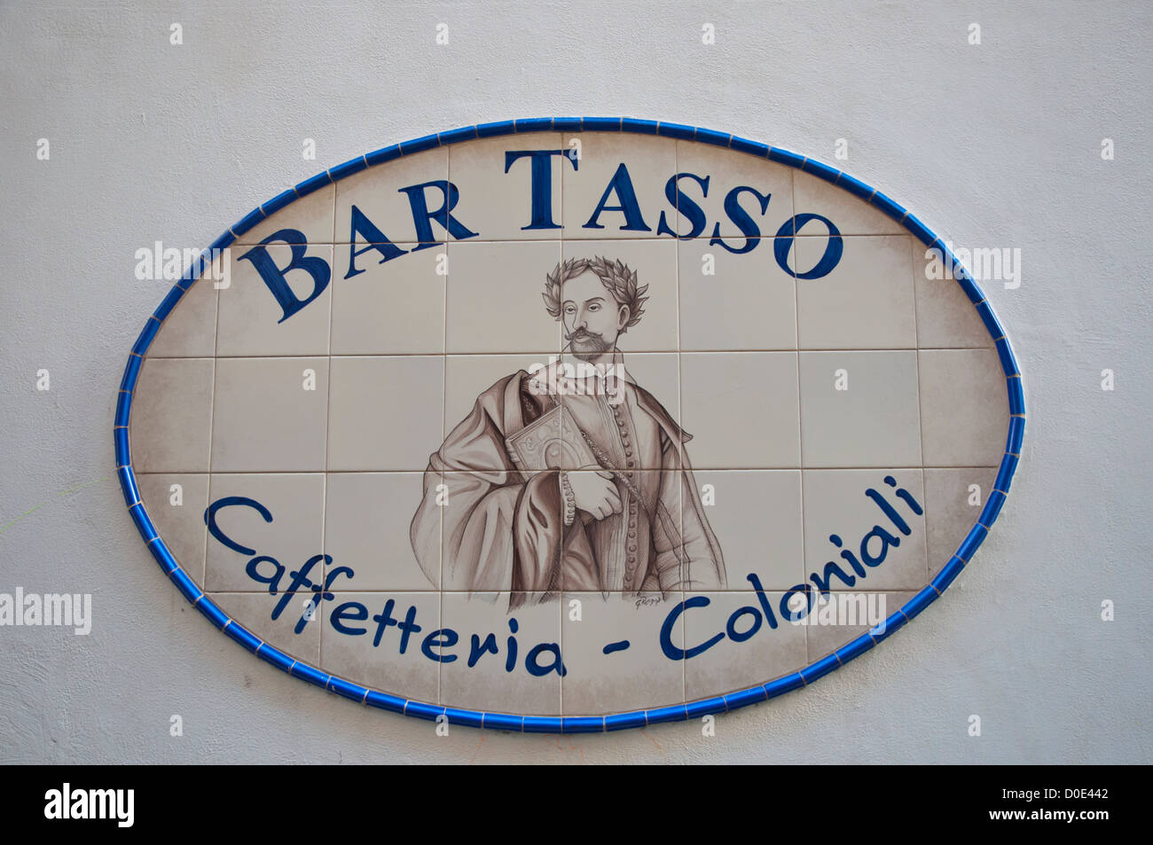 Bar caffetteria segno città vecchia Sorrento resort città la regione Campania sud Italia Europa Foto Stock