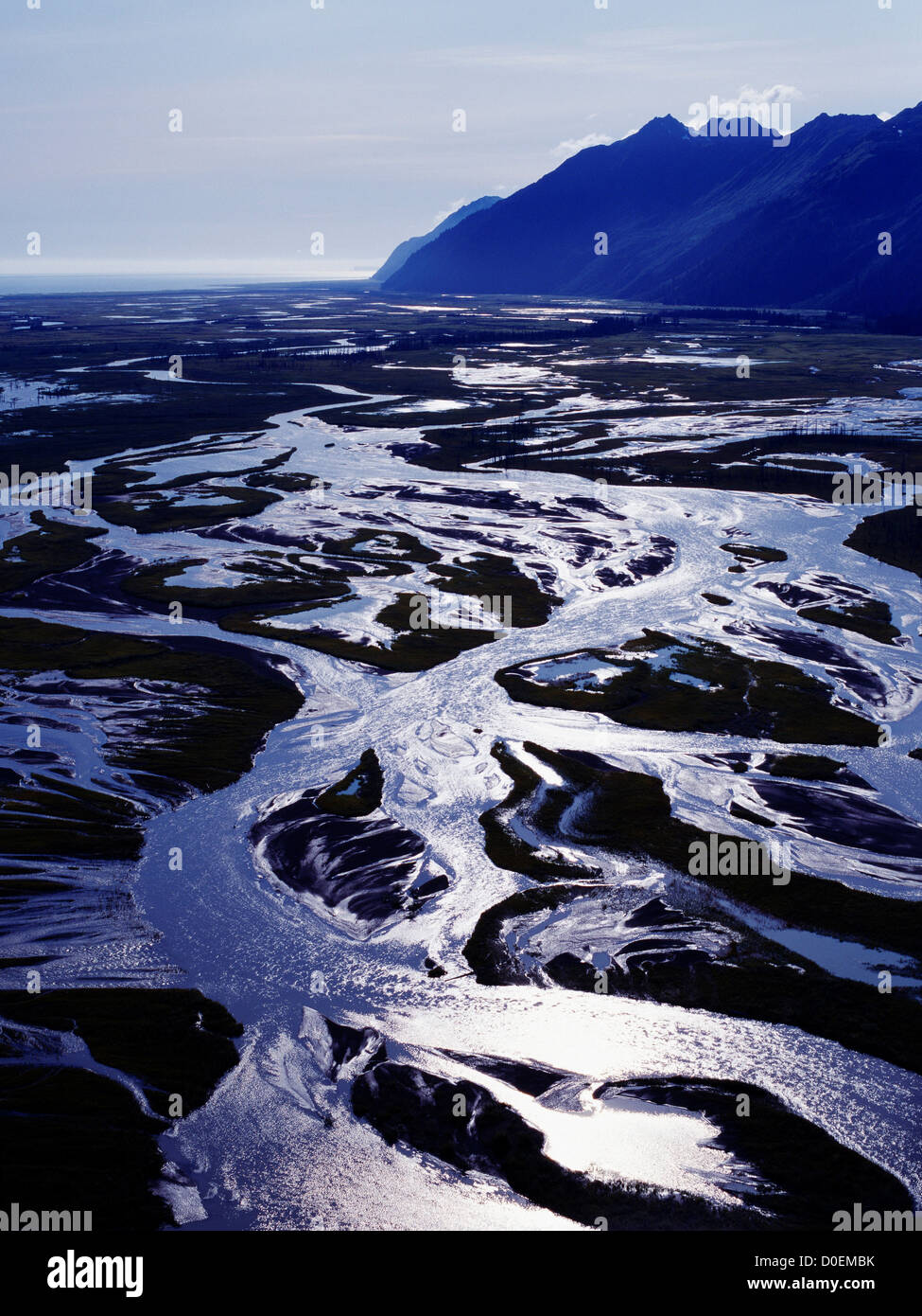 Vista aerea della treccia Eyak River, rame River Delta, Alaska Foto Stock