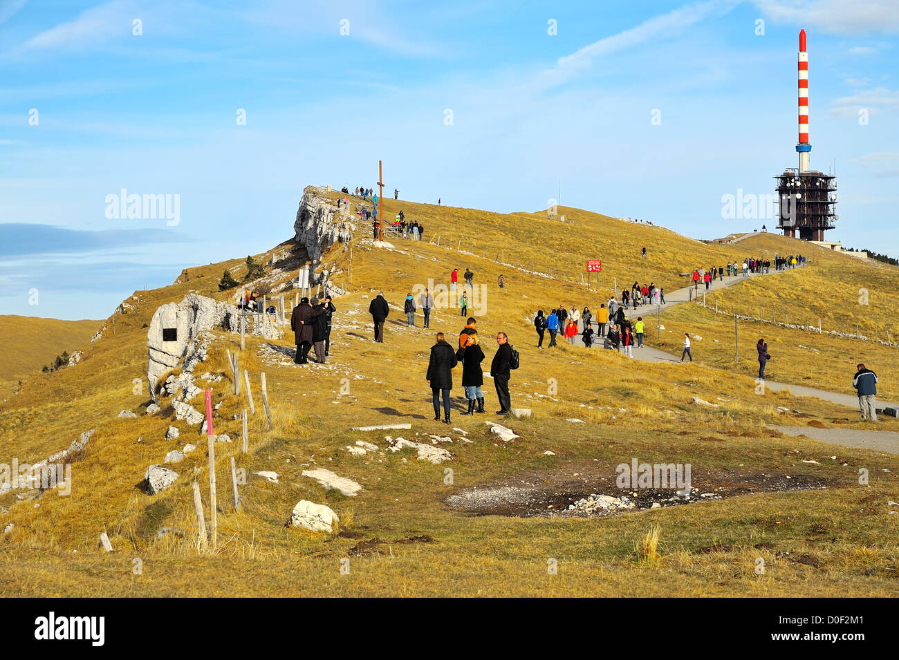 Pomeriggio di caduta sulla vetta del Monte Chasseral (Giura), Berna, Svizzera. Foto Stock