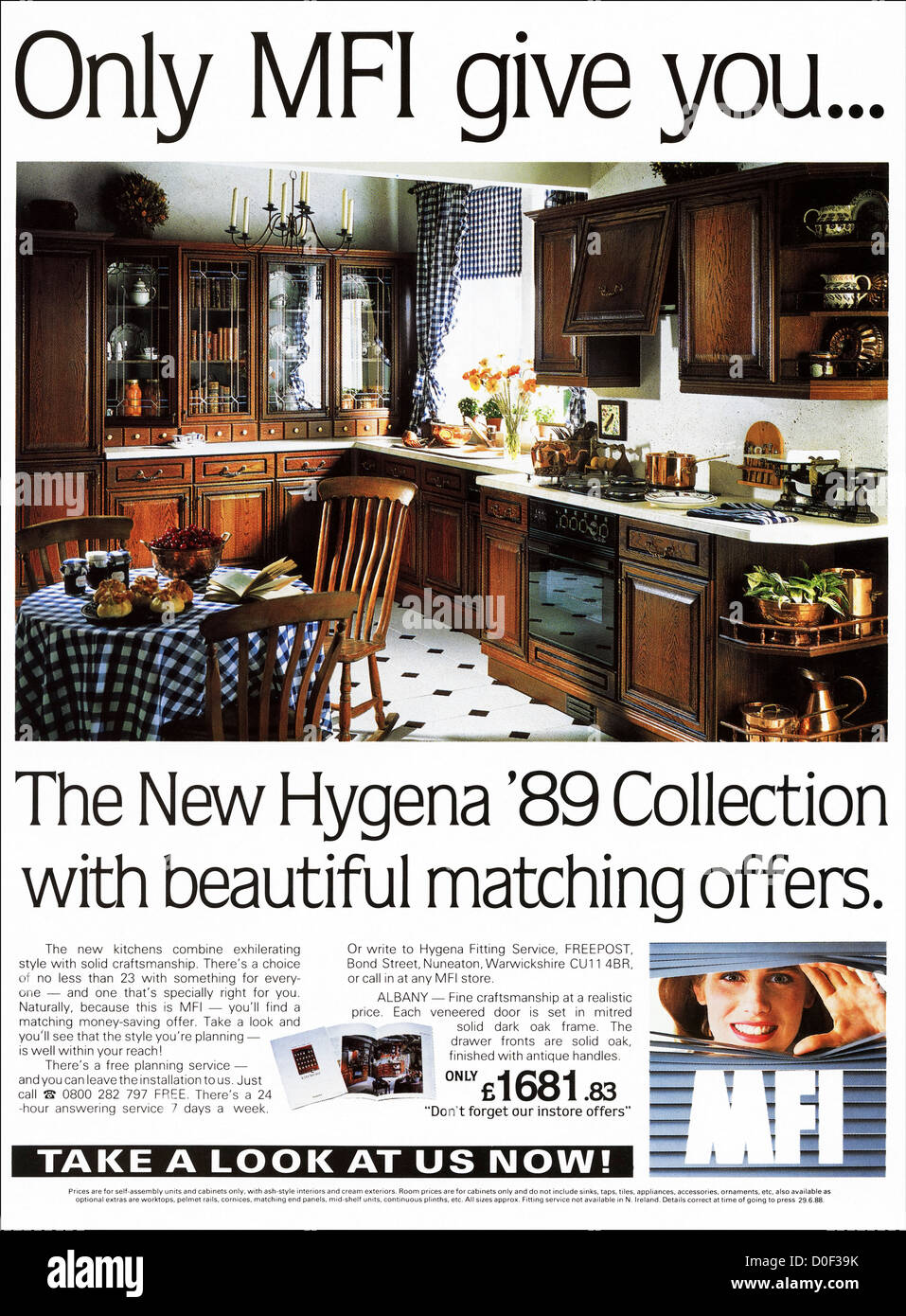 Originale degli anni ottanta per la pubblicità a mezzo stampa dal consumatore inglese pubblicità su riviste Hygena cucina dalle IFM Foto Stock