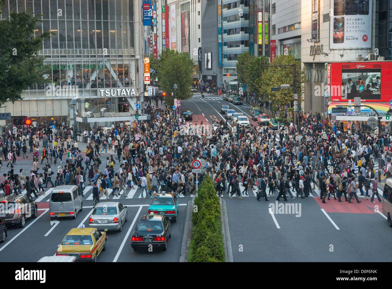 Vista aerea di attraversamento di Shibuya Shibuya Tokyo Giappone Foto Stock