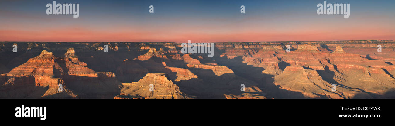 Panorama - Tramonto a Hopi Point, il Parco Nazionale del Grand Canyon, Arizona, Stati Uniti d'America Foto Stock
