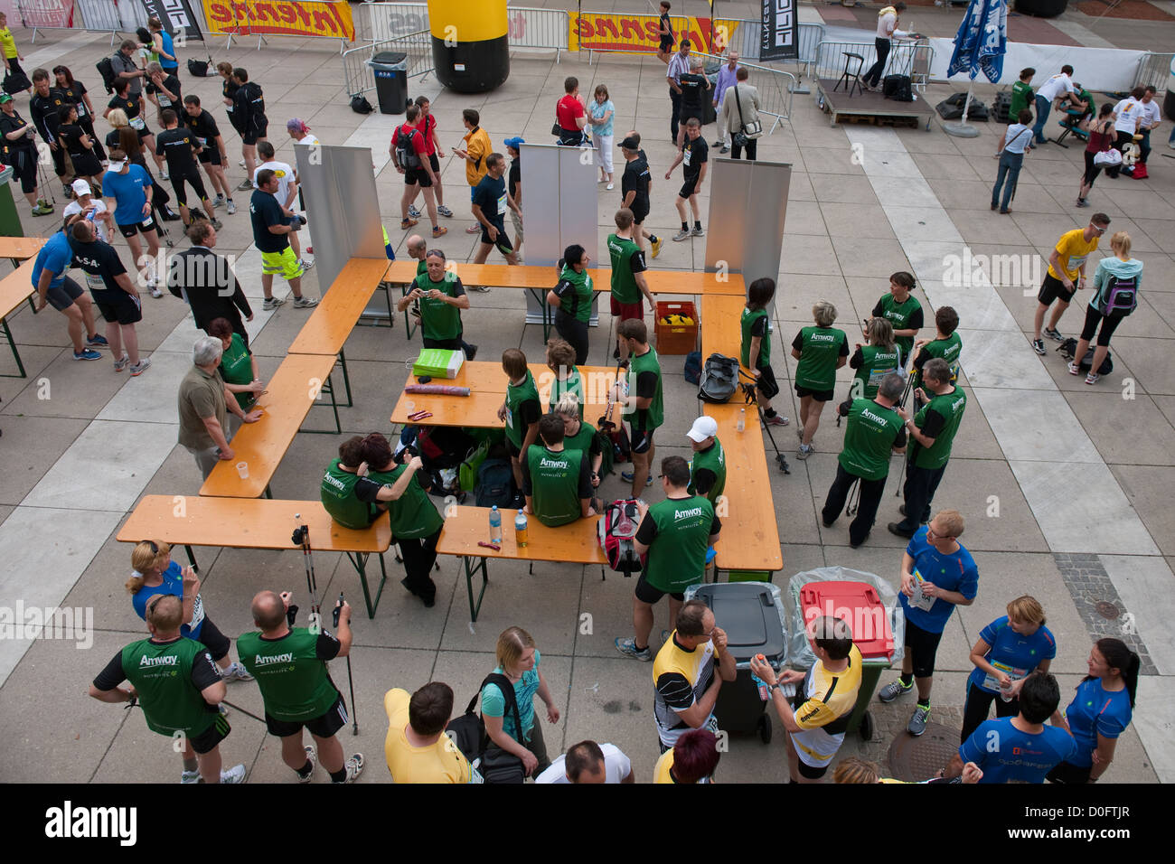 I concorrenti a prepararsi per una divertente corsa,Graz, Austria Foto Stock