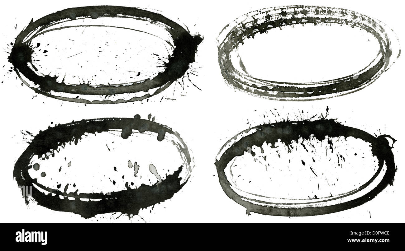 Dipinto astratto inchiostro set di cornici. Può utilizzare come una dettagliata immagine raster o di convertire facilmente al vettore. Foto Stock