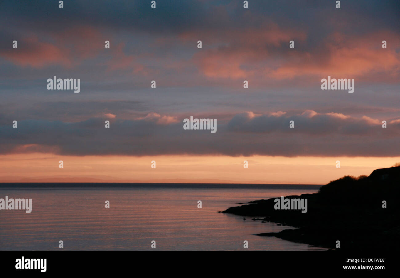 Autunno alba da Brodick, Isle of Arran, Scozia Foto Stock