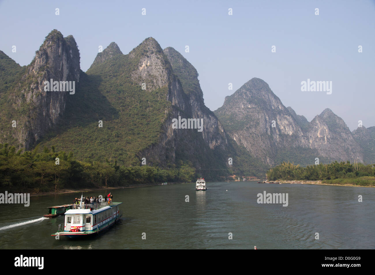 Cina Guangxi, Li fiume tra Guilin e Yangshuo Foto Stock
