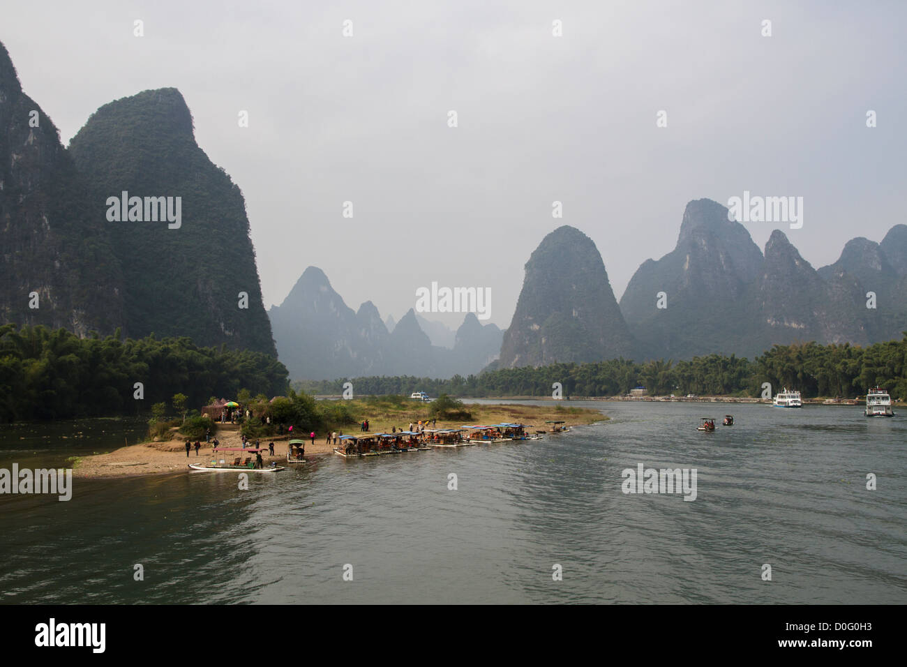 Cina Guangxi, Li fiume tra Guilin e Yangshuo Foto Stock