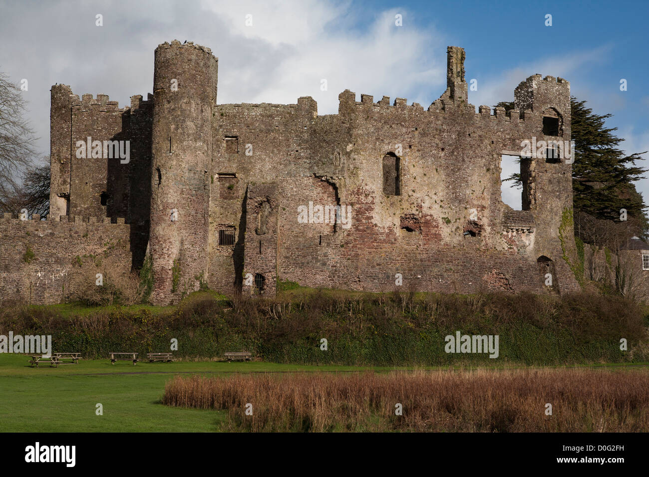 Laugharne Castle, Galles. Foto Stock