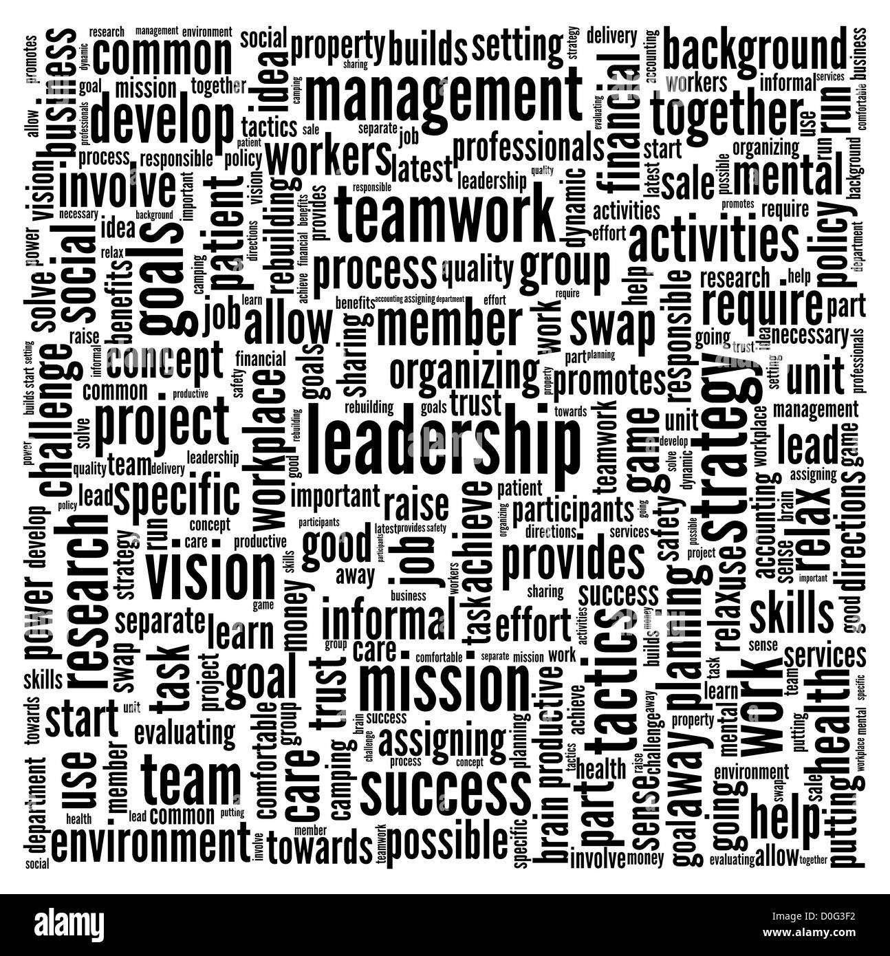 Il concetto di Leadership in parola tag cloud su sfondo bianco Foto Stock