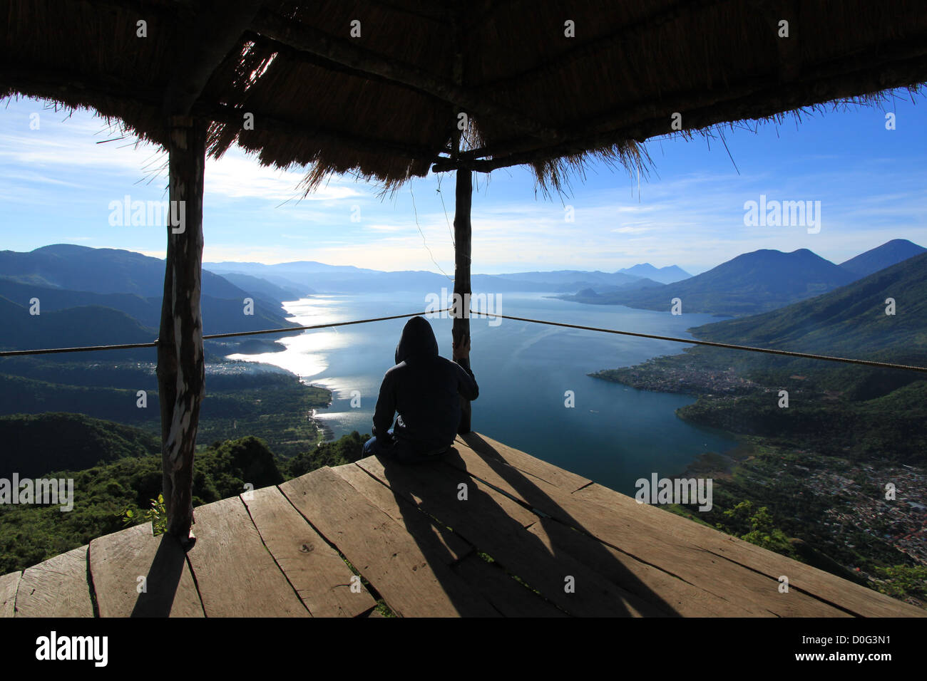 Appollaiato sul naso indiano nel lago Atitlan, Guatemala Foto Stock