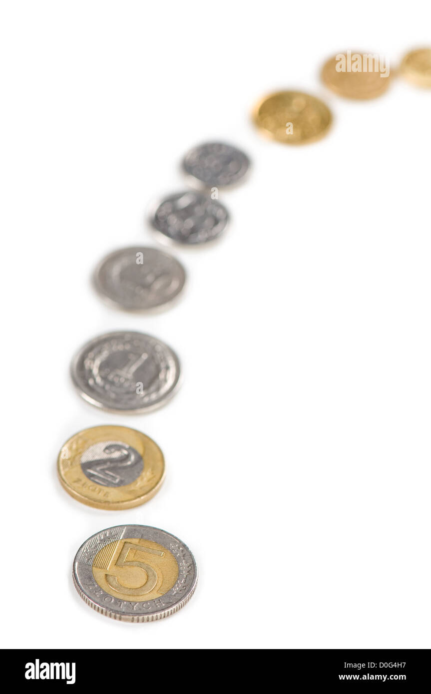 Guadagno di denaro idea di zloty polacco delle monete in euro Foto Stock