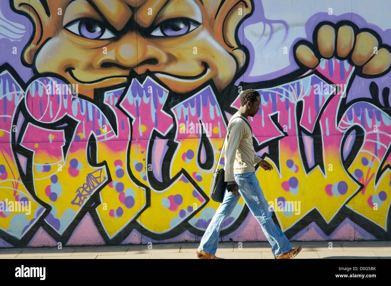 Graffiti sul muro, Ipswich, Suffolk, Regno Unito. Foto Stock