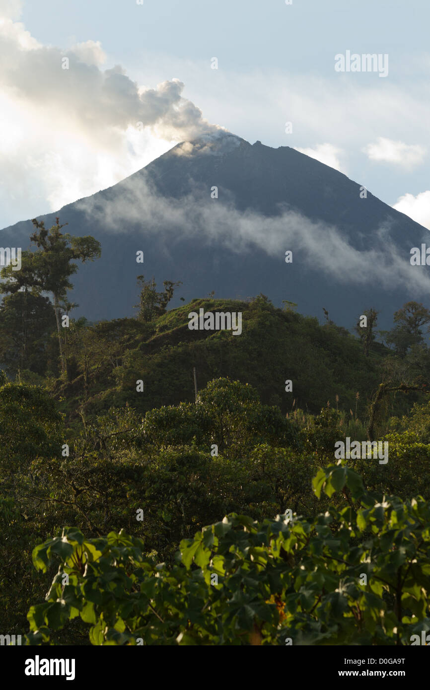 Reventador è un attivo stratovulcano che giace nelle Ande orientali dell Ecuador Foto Stock