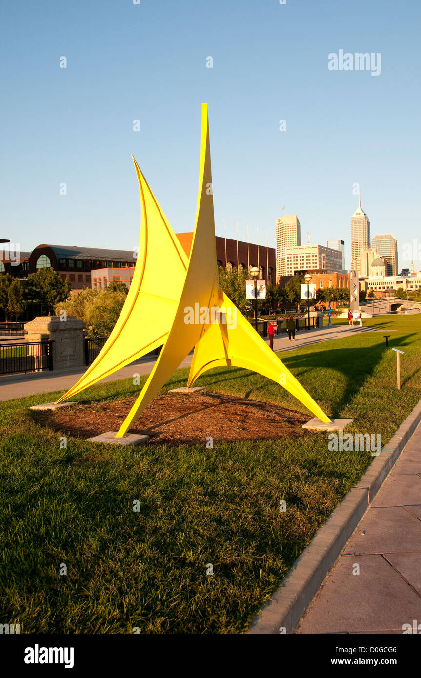 Stati Uniti d'America, Indiana Indianapolis, pubblico sculture all'aperto in downtown area Foto Stock