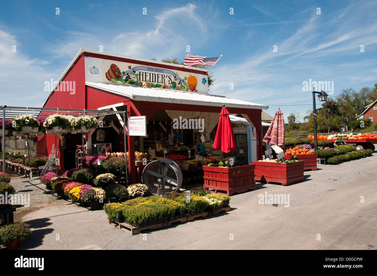 Stati Uniti d'America, a Leesburg in Virginia rurale, Heider di vegetali e frutta stand, la vendita e la produzione di prodotti alimentari speciali diretti. Foto Stock