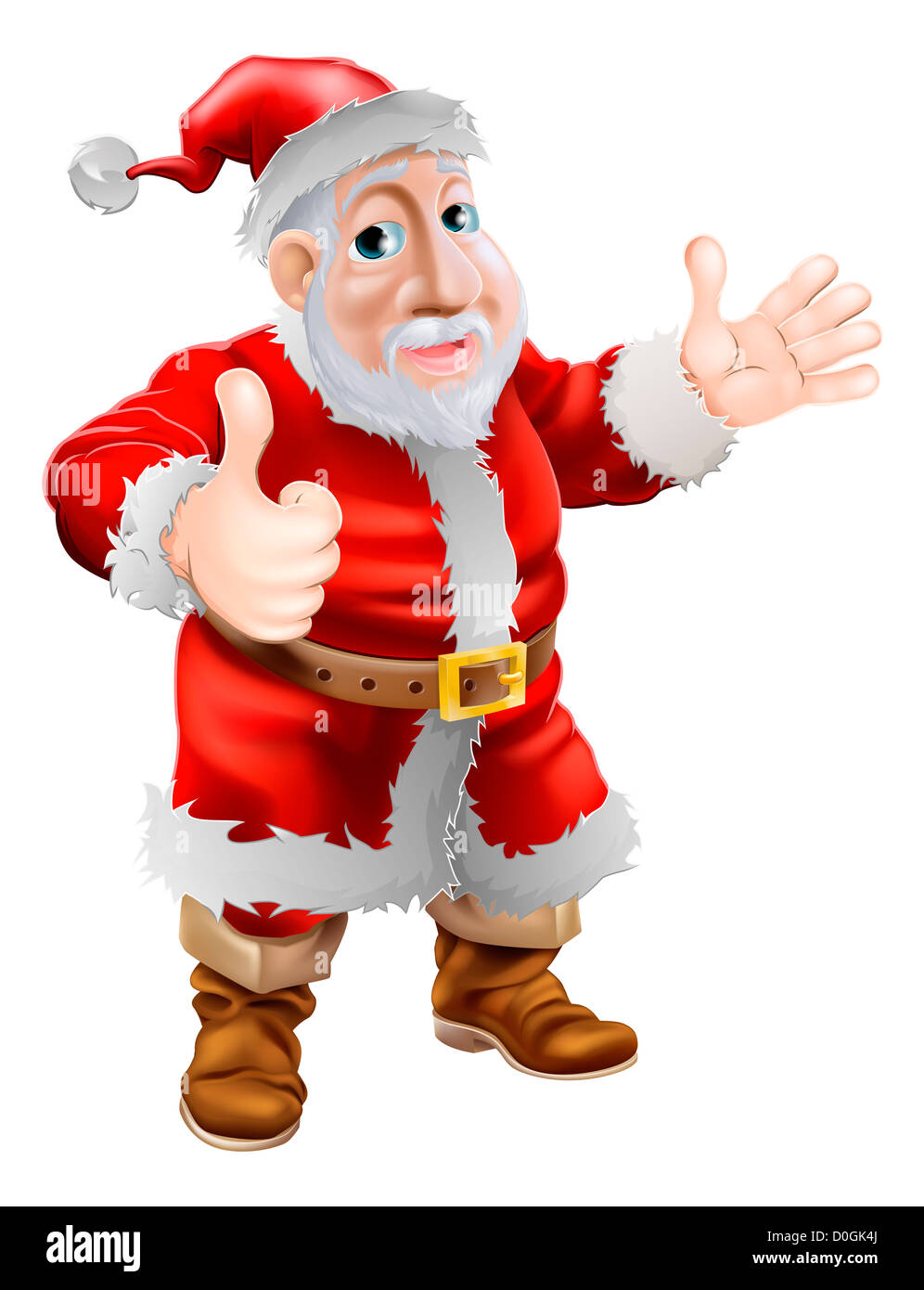 Illustrazione di un felice Natale cartoon Santa Claus dando un pollice in su con la mano Foto Stock