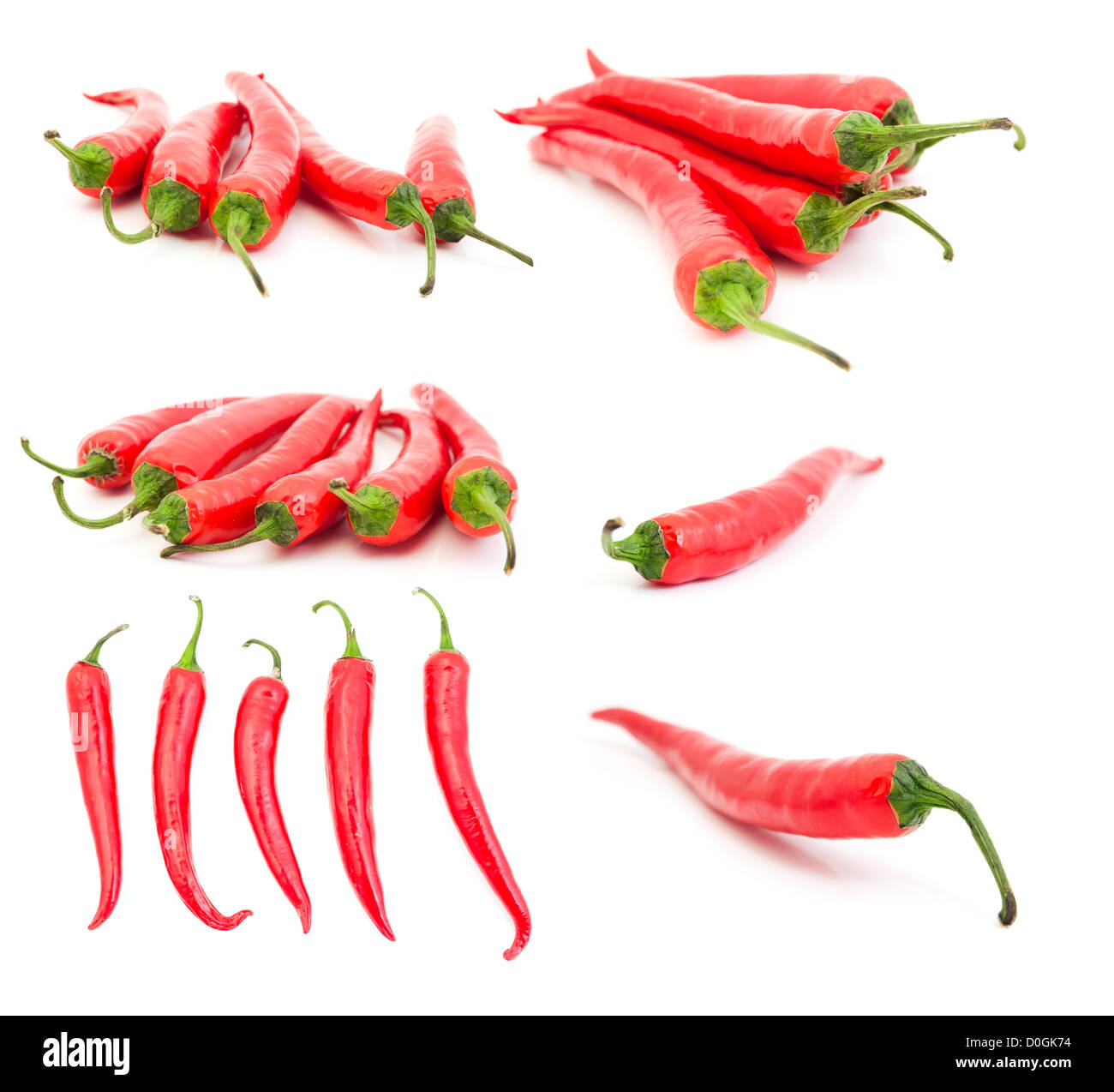 Set di red hot chili peppers Foto Stock