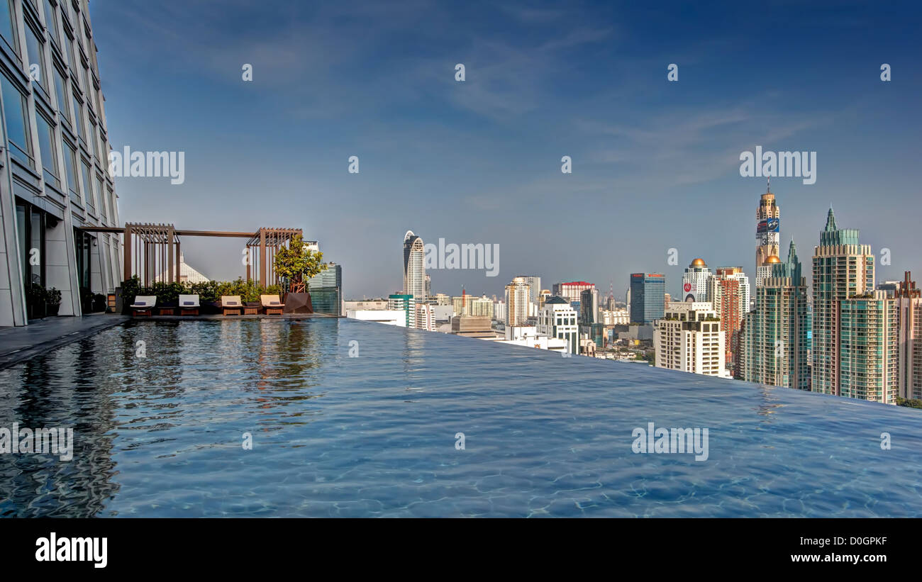Piscina a sfioro di Okura Hotel Prestige, Wireless Road, Bangkok Foto Stock