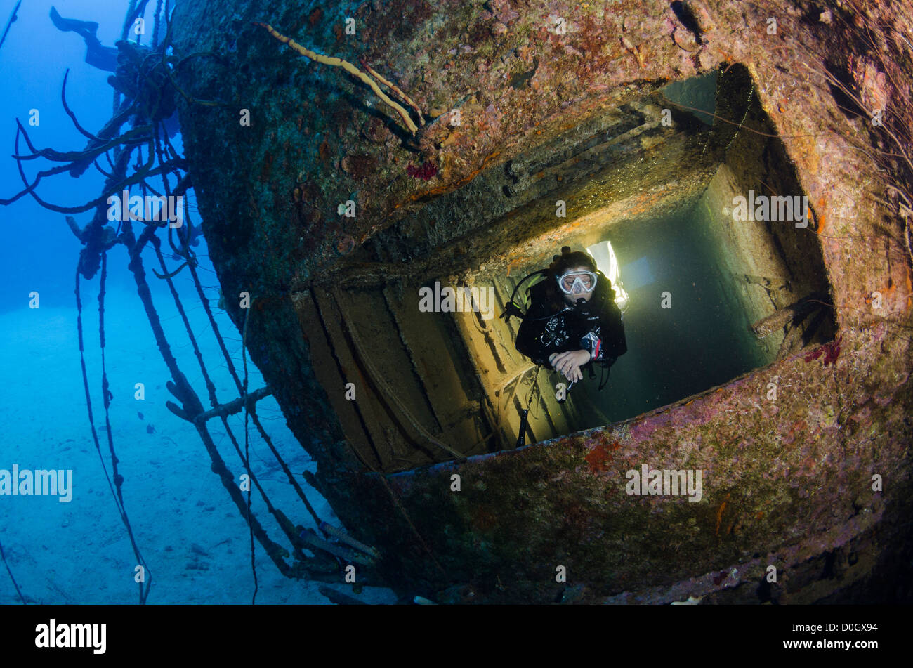 Relitto della nave di Hilma Hooker, Bonaire, Antille olandesi, Caraibi Foto Stock