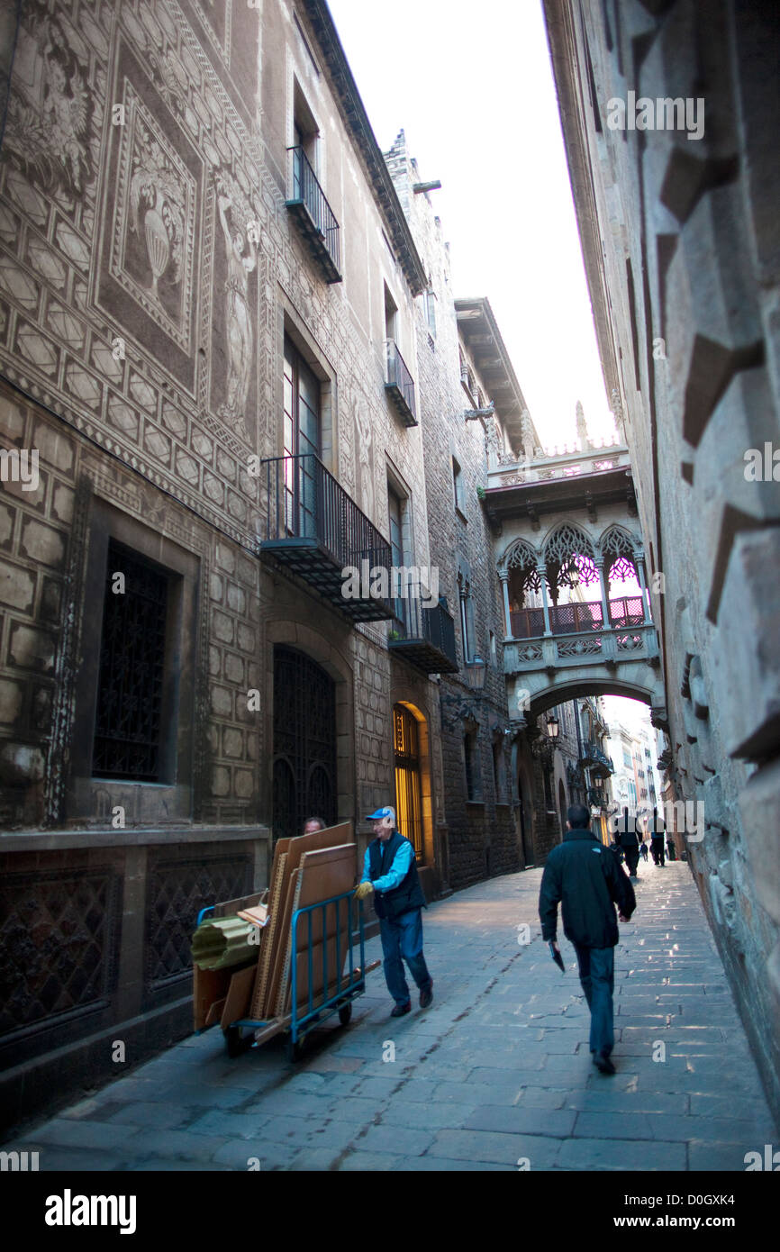 Carrer del Bisbe Irurita, Quartiere Gotico di Barcellona, in Catalogna, Spagna Foto Stock