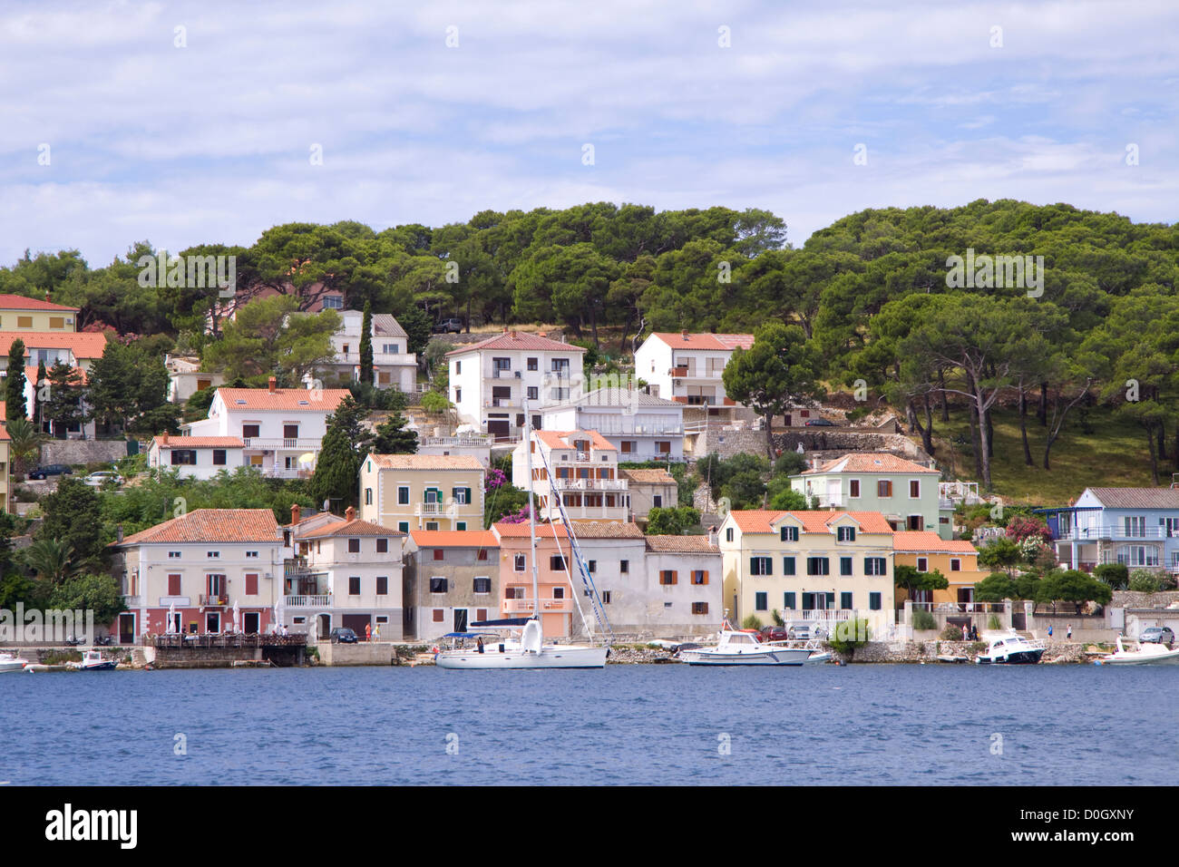 Mali Losinj in un giorno caldo e soleggiato Foto Stock