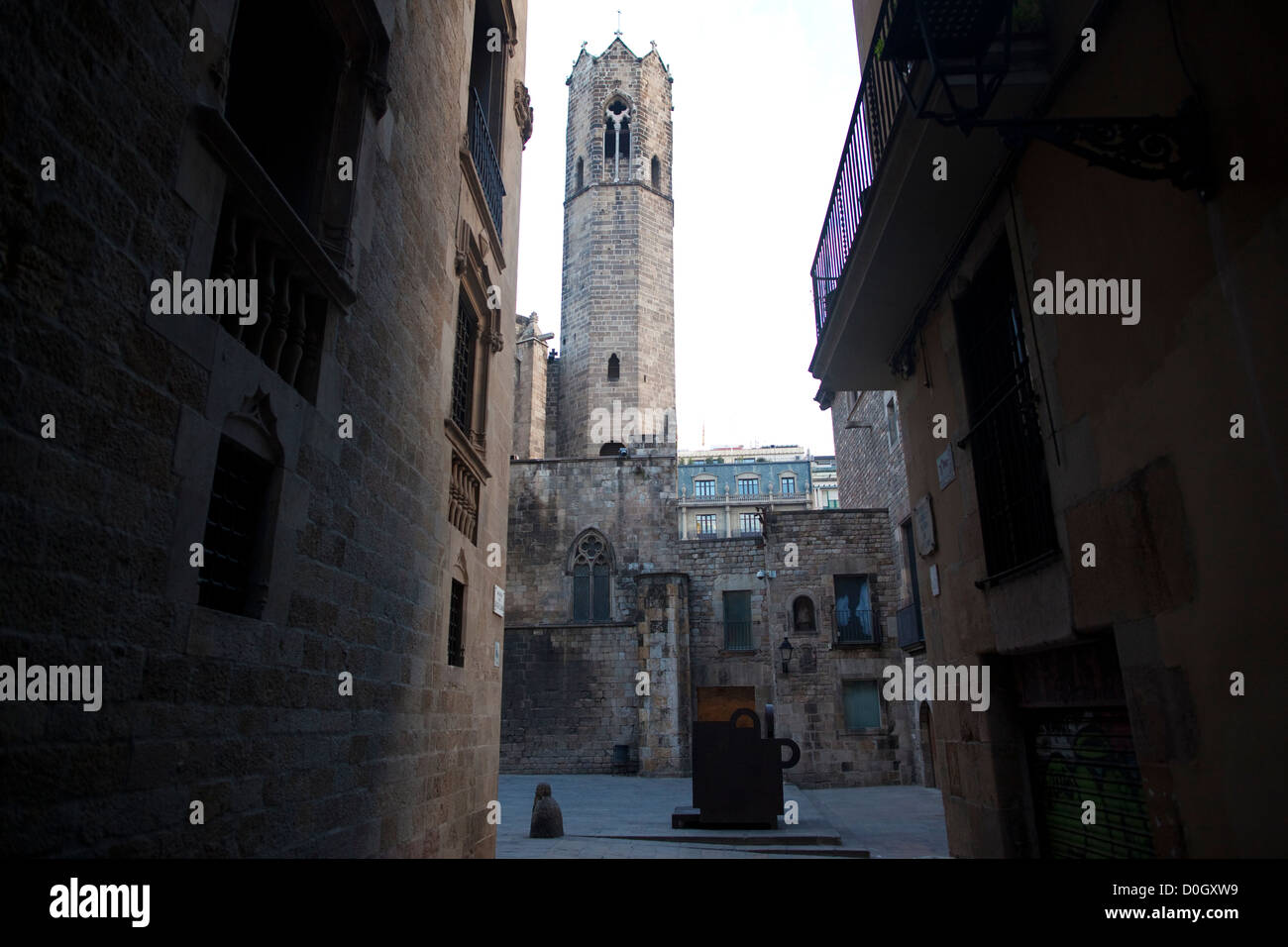Torre Mirador Del Rei Martí, re Martin's torre di avvistamento, Placa del Rei,xv secolo Kings Square, antica Barcellona, Catalunya. Foto Stock