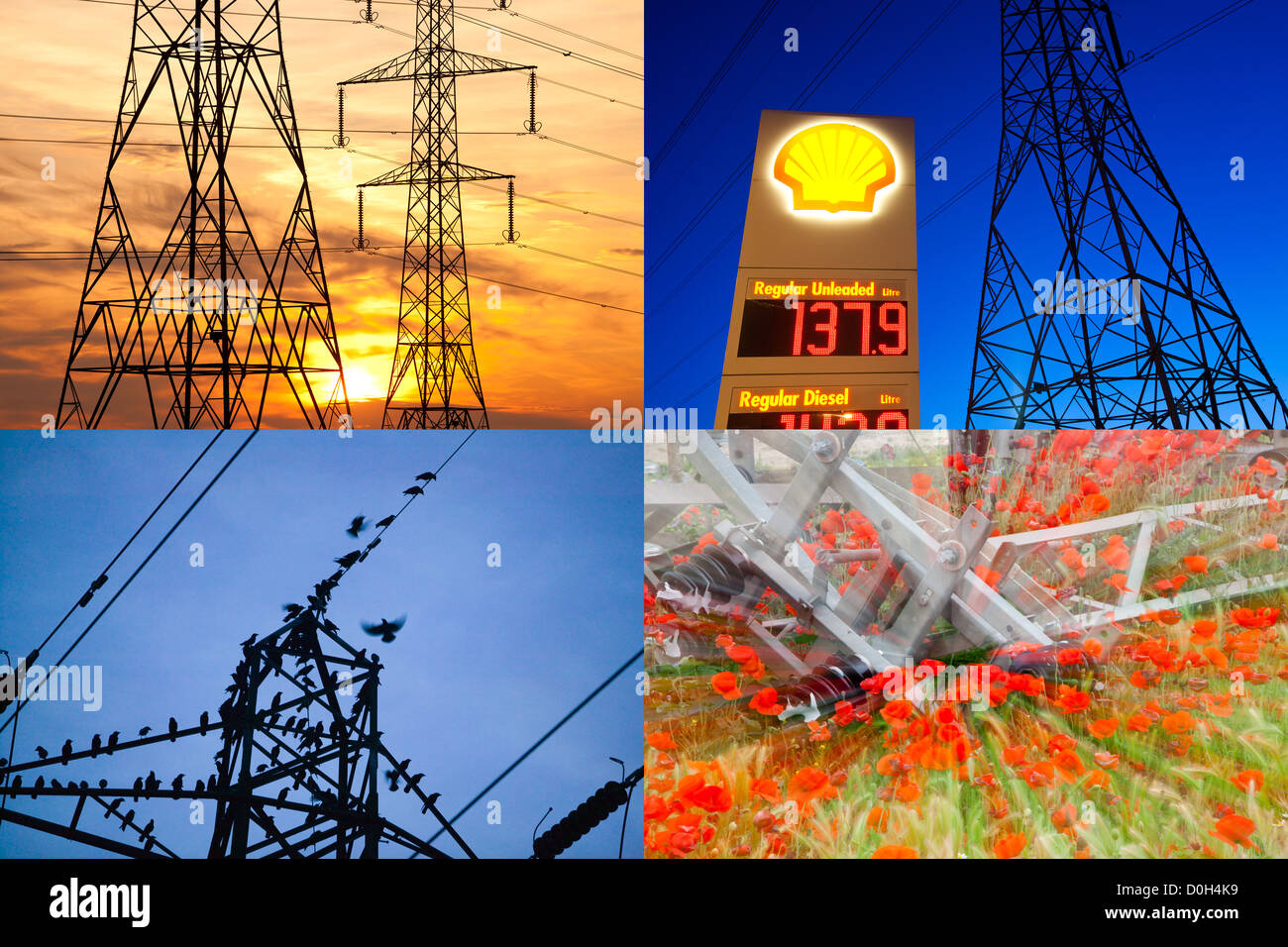 Elettricità/pilone composito. Foto Stock