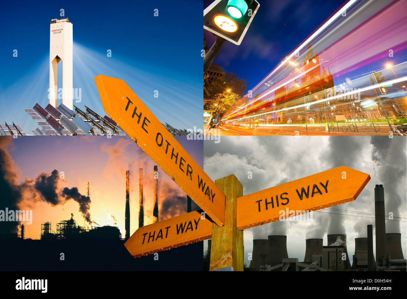 Un'energia/inquinamento/energia rinnovabile composito. Foto Stock