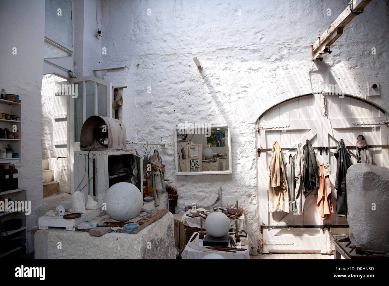 Una vista di studio interno alla Barbara Hepworth Museum di St Ives. Foto Stock