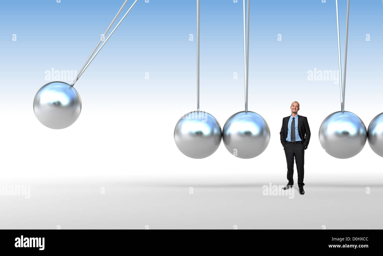 Imprenditore e 3d newton culla Foto Stock