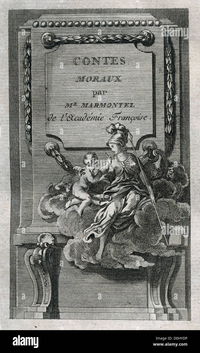 Jean Francois Marmontel (1723-1799). Racconti morali. Titolo copertina. Edizione stampata a Liegi, 1777. Foto Stock