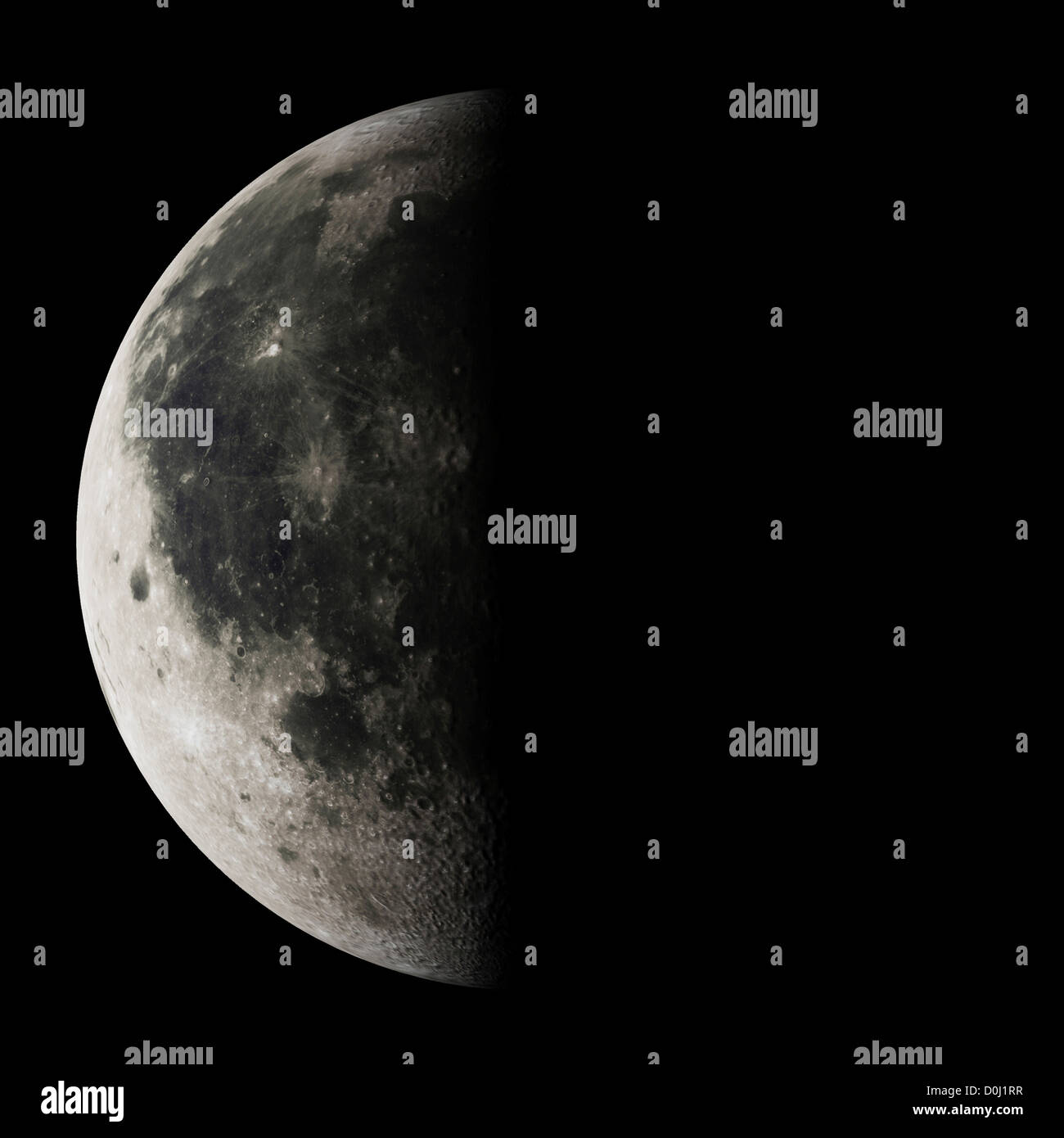 Illustrazione Digitale di un ultimo quarto di luna Foto Stock