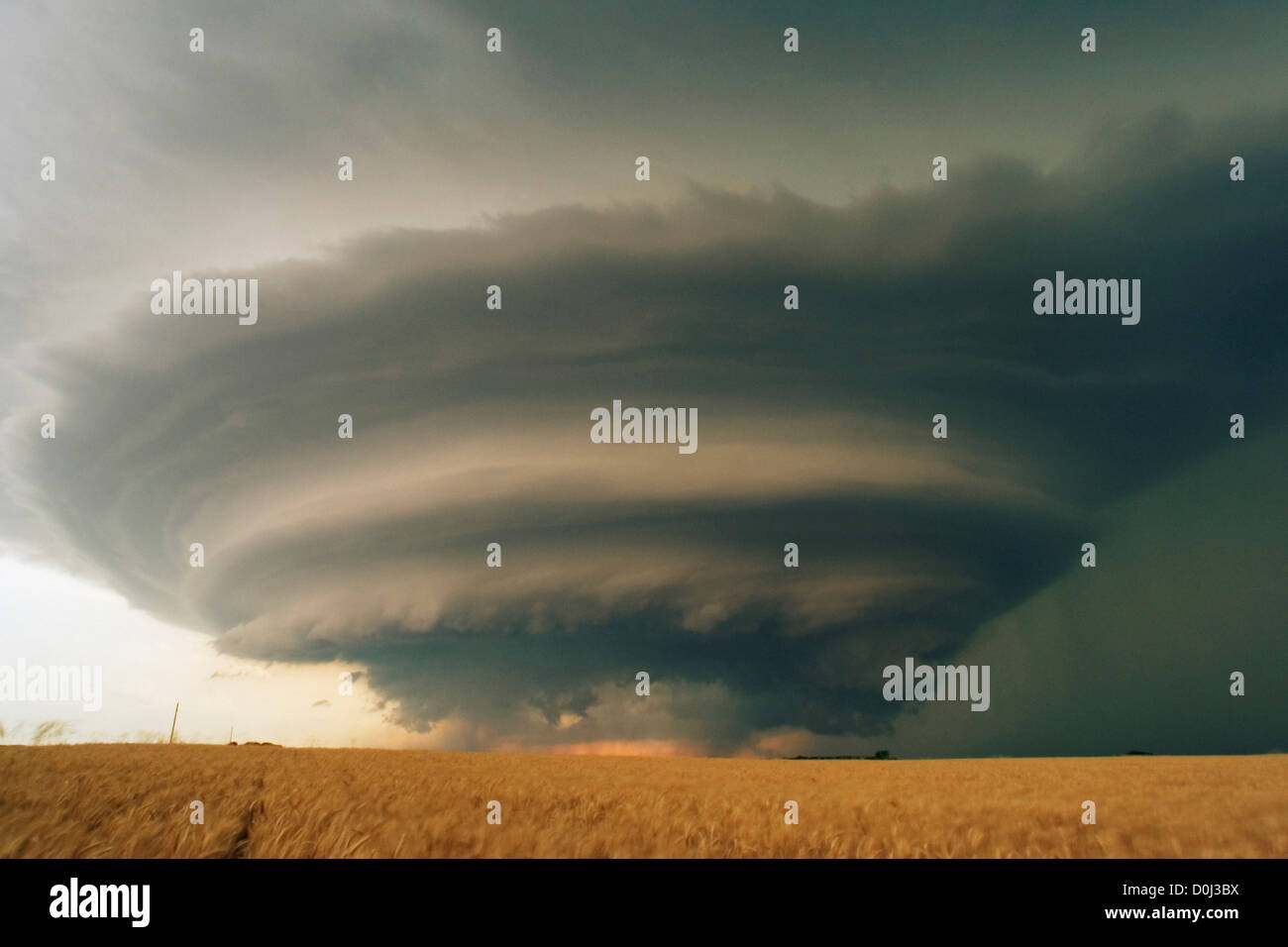 Un Supercell temporale si scorge in Kansas rurale Foto Stock