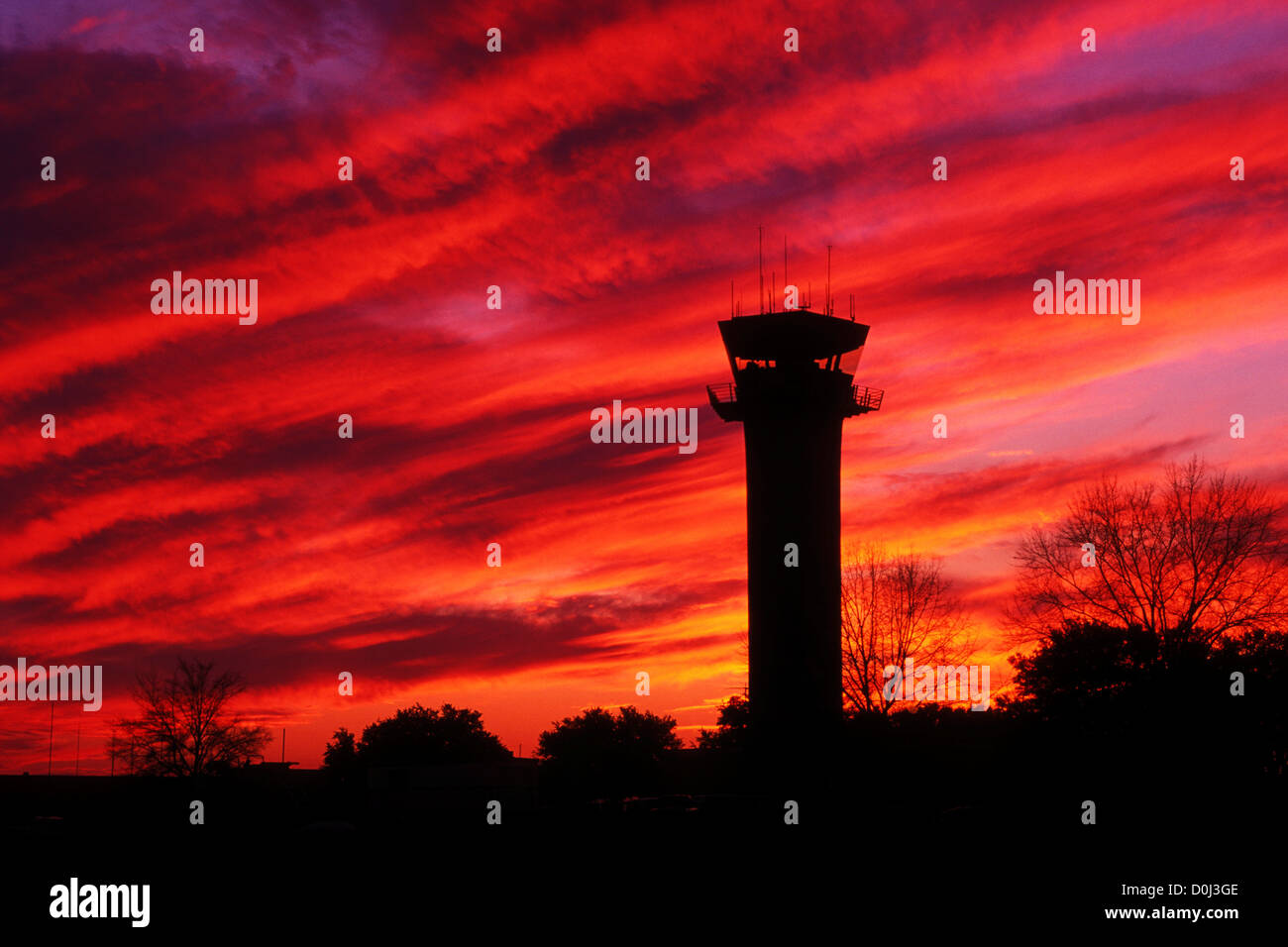Aeroporto Torre al tramonto Foto Stock