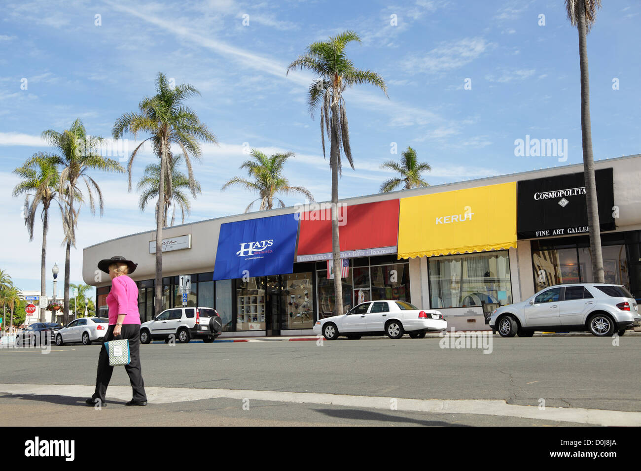 Negozi on Prospect Street, La Jolla, California, Stati Uniti d'America Foto Stock