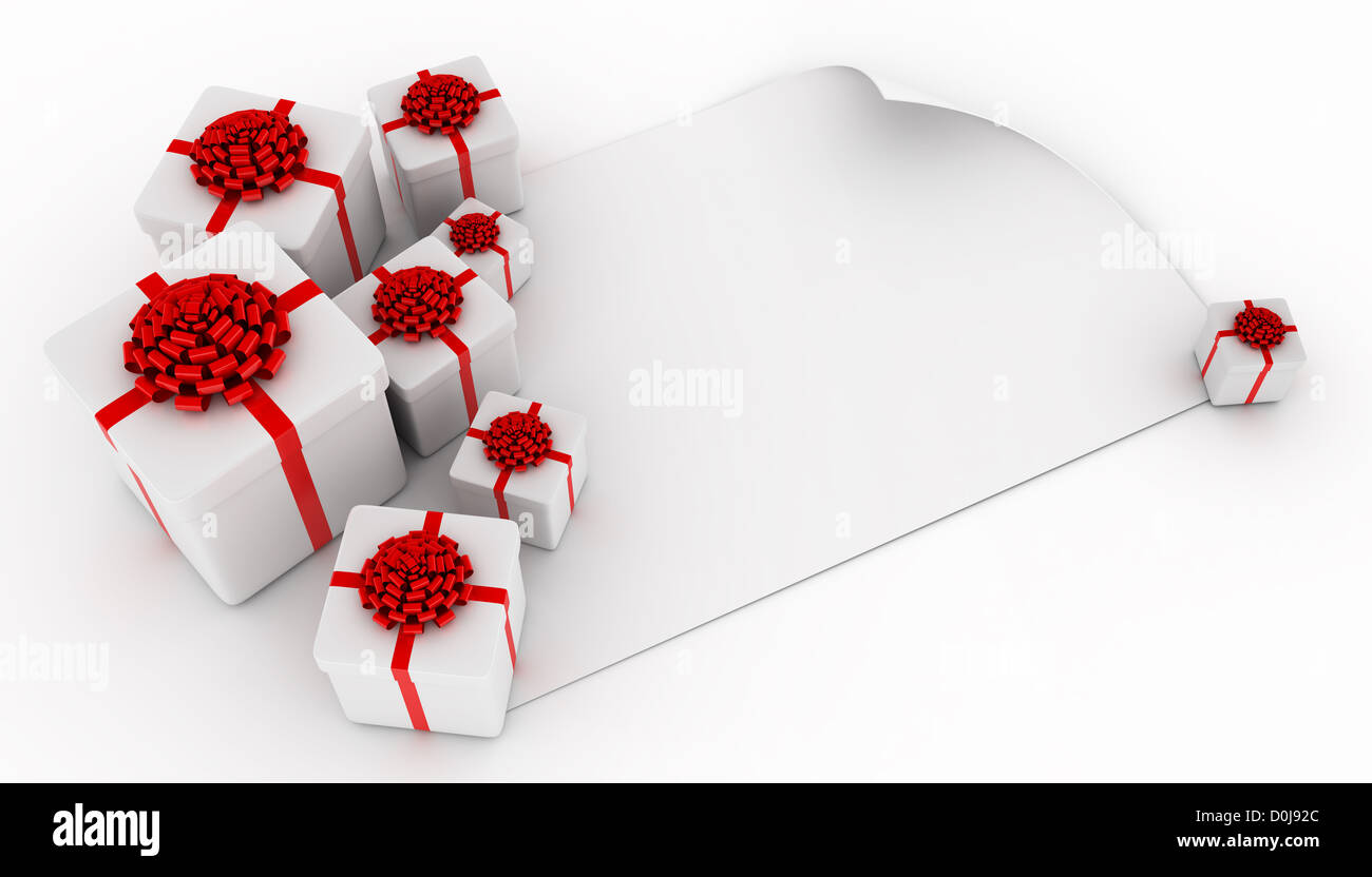 Presenta oltre blank white paper Foto Stock