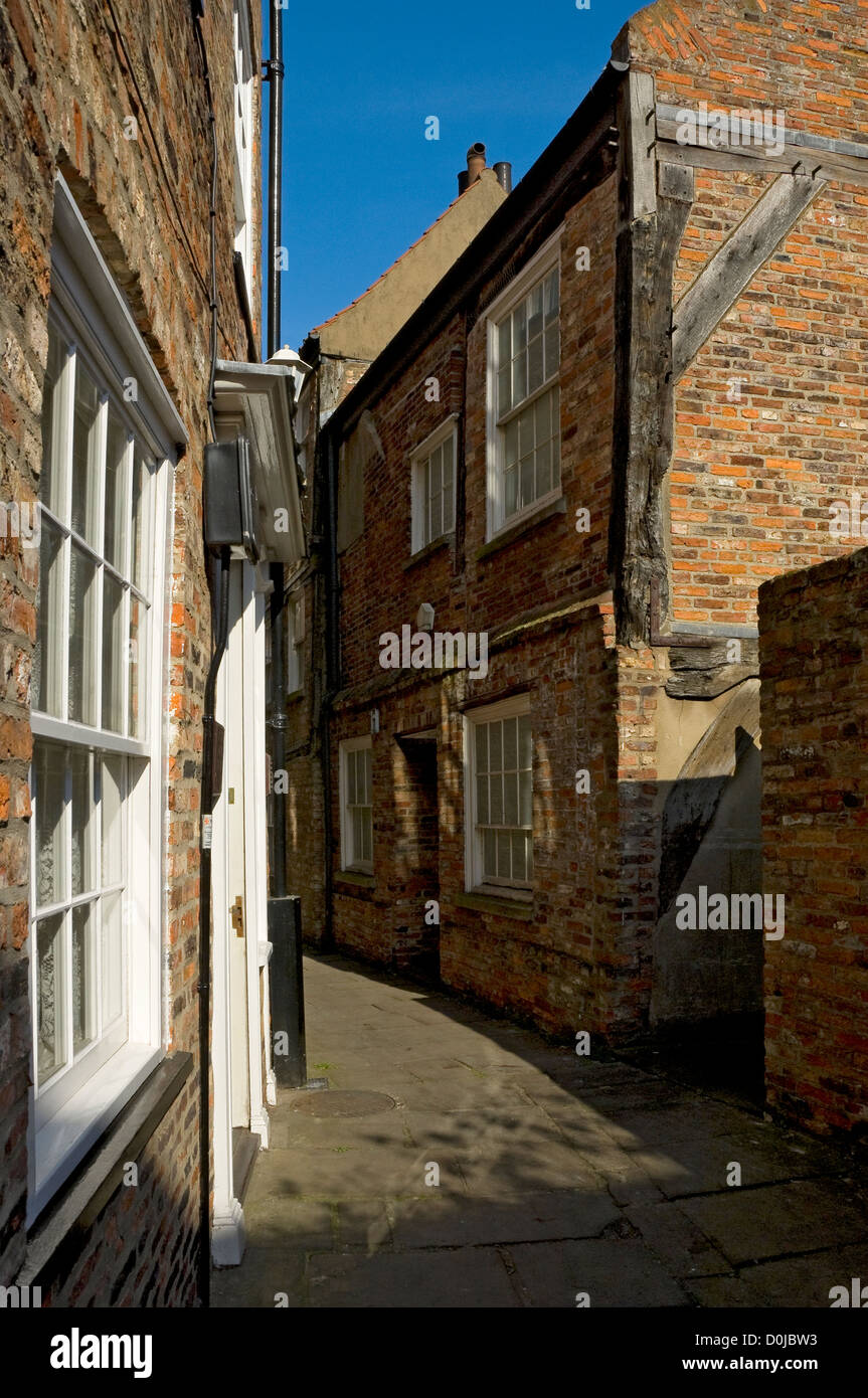 Una vista lungo Lunds corte che era precedentemente noto come Mad Alice Lane. Foto Stock