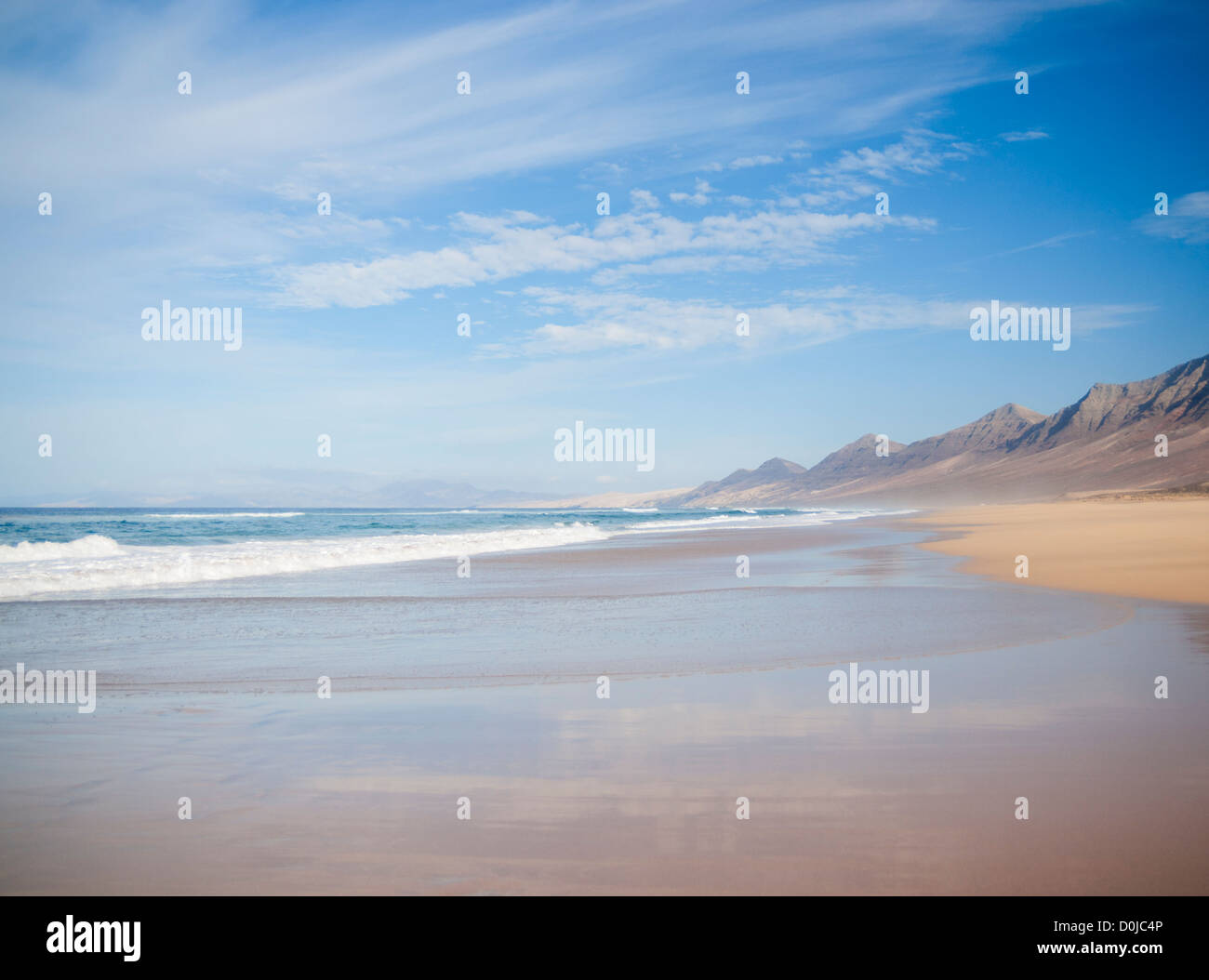 Spiaggia Cofete sul sottosviluppato costa sud-ovest di Fuerteventura, Isole Canarie, Spagna Foto Stock