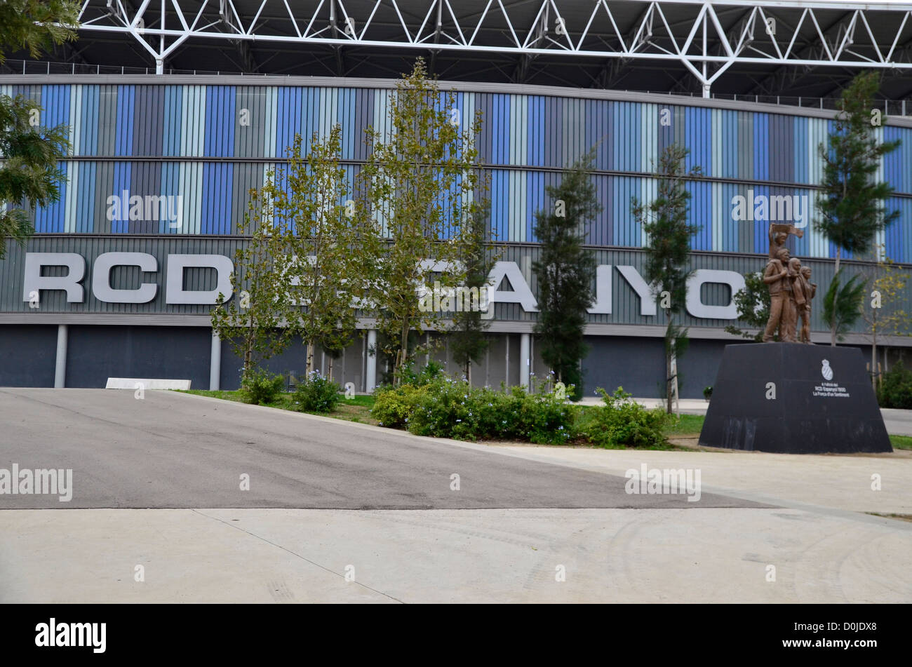 RCD Espanyol football team stadium. Lo spagnolo del team di calcio della prima lega. Foto Stock