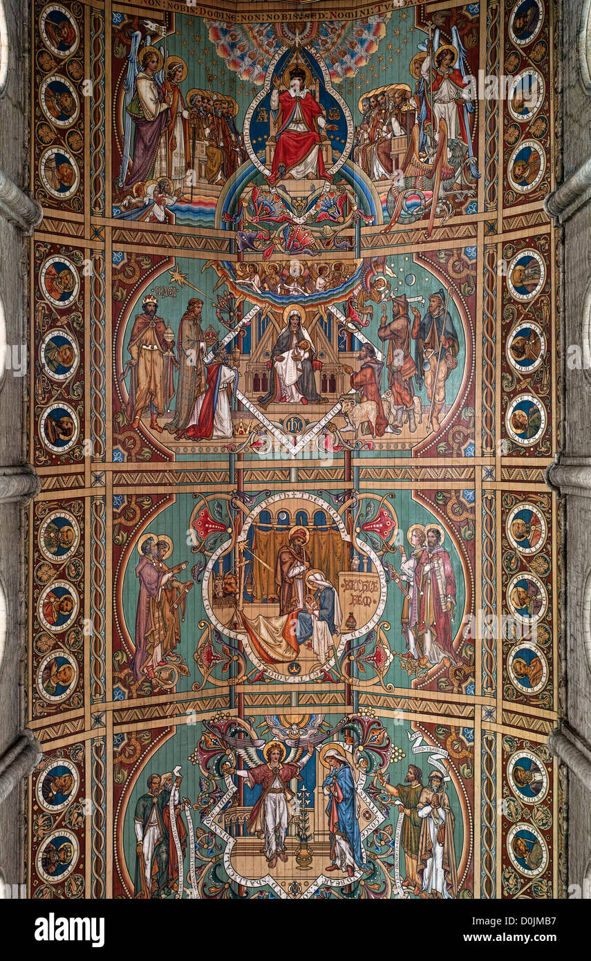 L' AMMENDA il soffitto dipinto della Cattedrale di Ely. Foto Stock