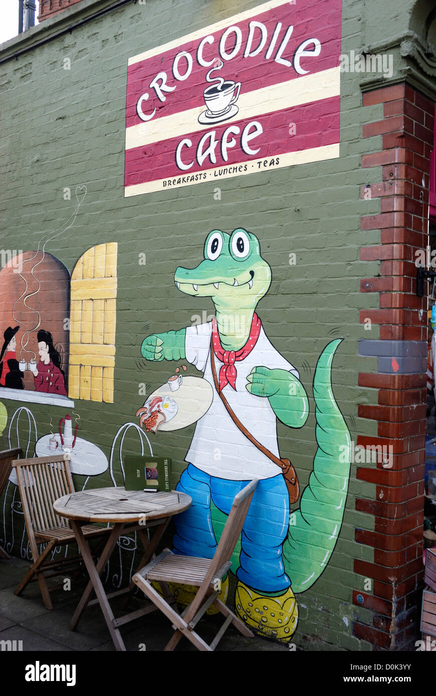 Crocodile Cafe pittura murale. Foto Stock