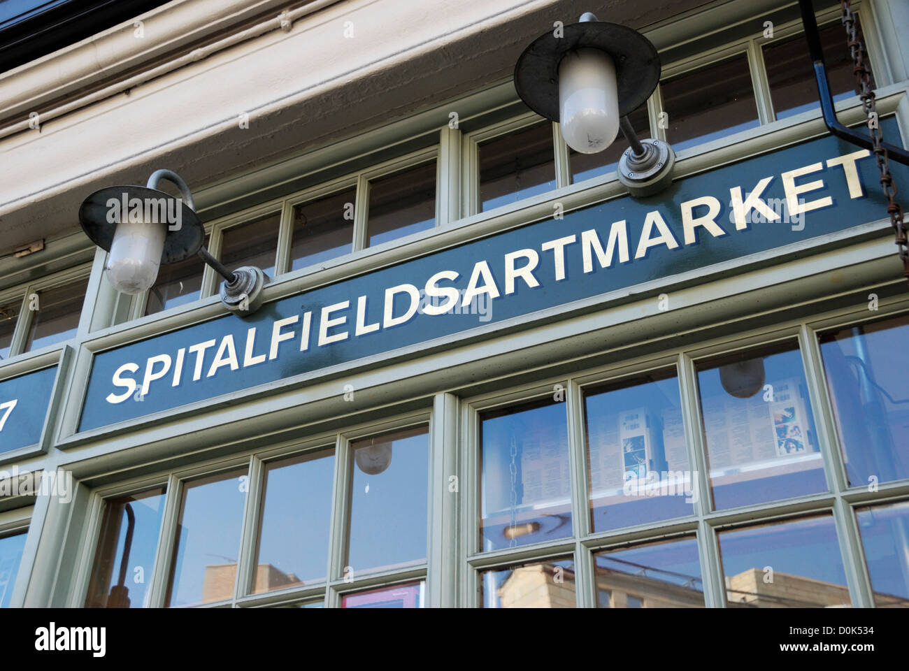 Spitalfields mercato dell arte segno. Foto Stock