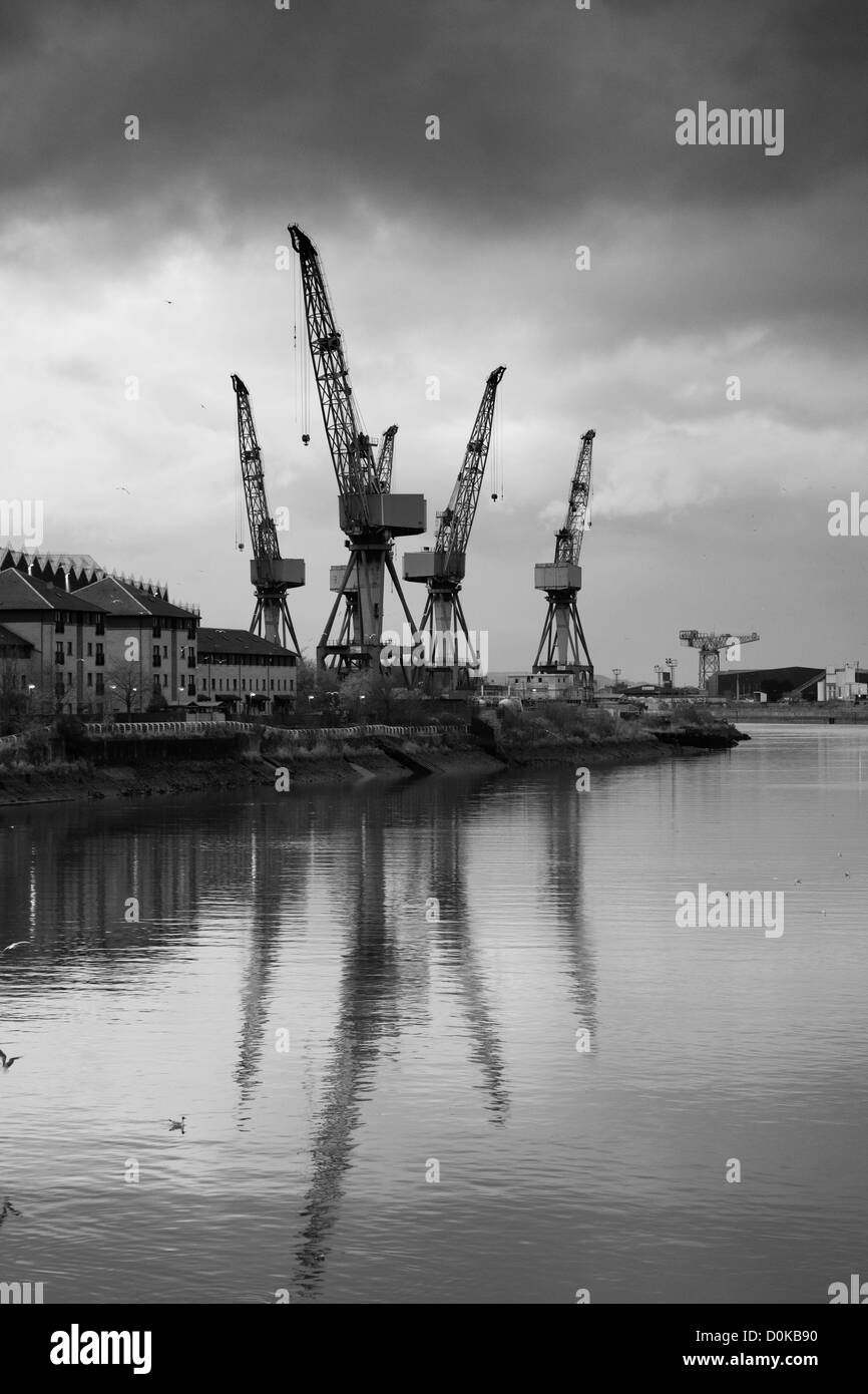 BAE cantiere navale sul fiume Clyde di Govan in Glasgow Scotland Regno Unito Foto Stock