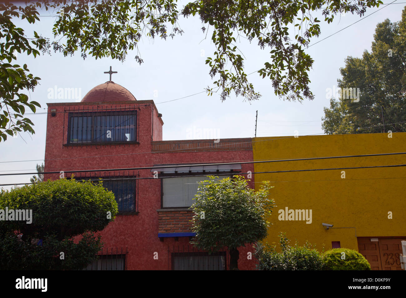 Architettura delle case in Coyoacan in Città del Messico DF Foto Stock